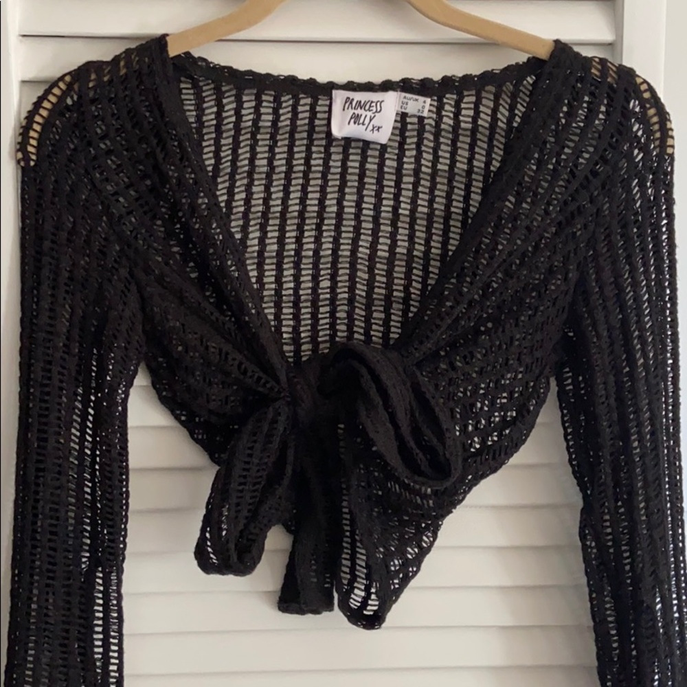 black princess polly croptop tie front top